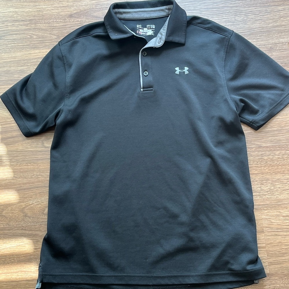 Under Armour Mens Black Golf Polo Shirt Size Medium